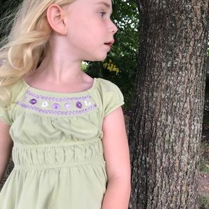 Girls size 3 Gymboree pale green dress with lavender embroidery